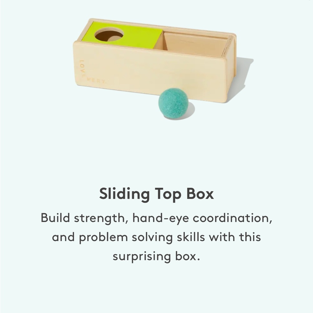 Wooden Sliding Top Box with Blue Ball